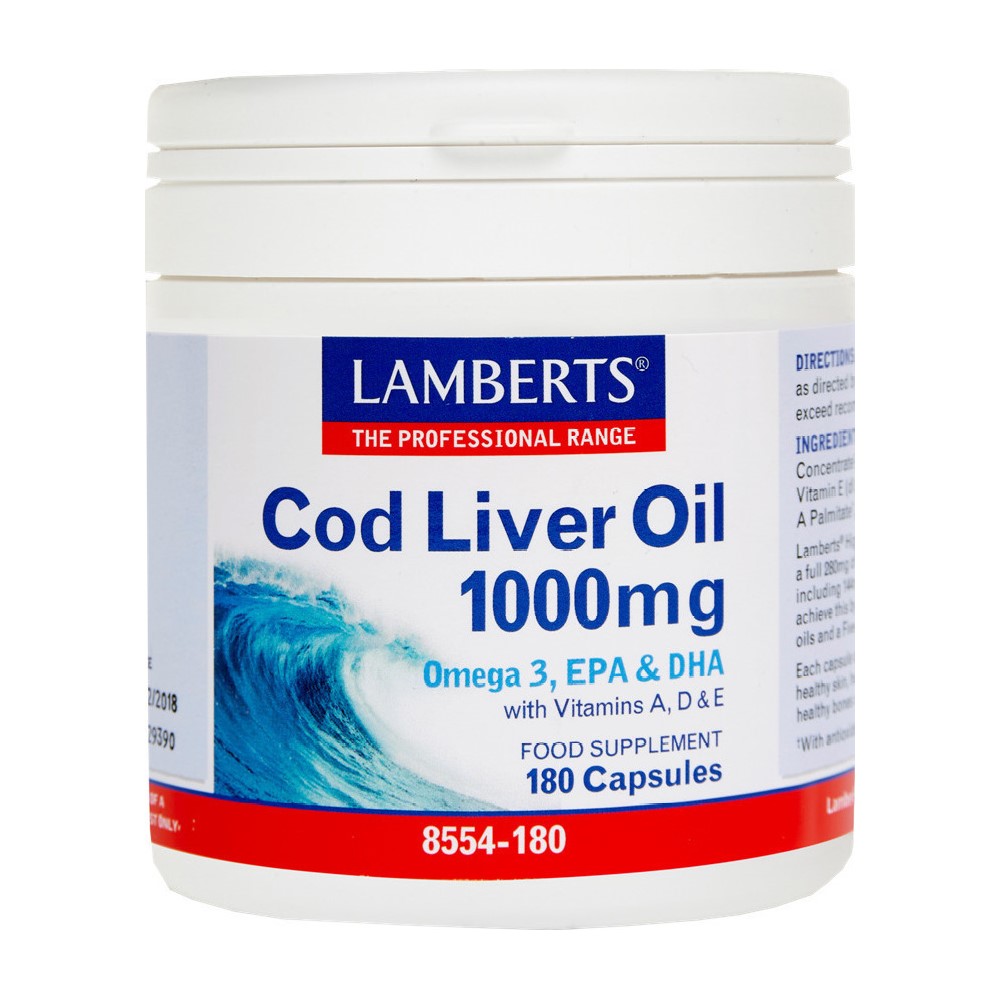 Lamberts  Cod Liver Oil 1000Mg 180Caps  (Ω3&Vit.A,D&E)